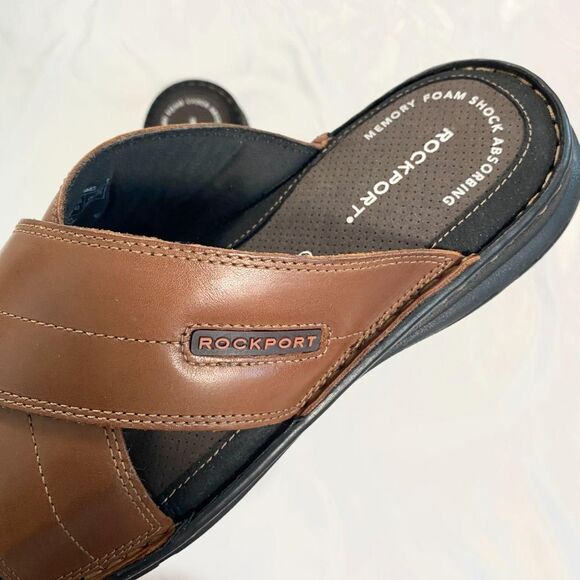 NEW Brown Leather Rockport Men\'s Darwyn Xband Sandals Size US Mens 9.5 WIDE main image 7